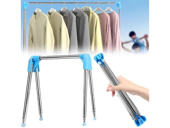 Portemanteau Pliable Portable Épaissi De Voyage En Acier Inoxydable Organisateur Pliable Rétractable Pour Le Camping En Plein