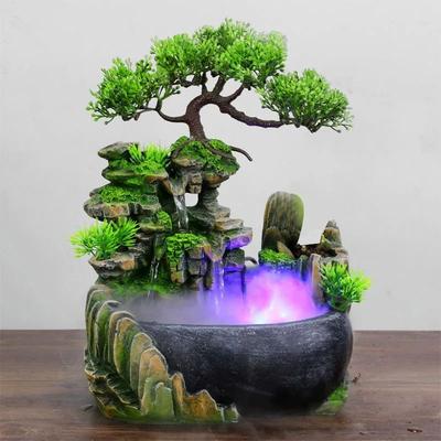 Uplifted Goods Feng Shui Waterfall Fountain With LED Lights us Plug 110v