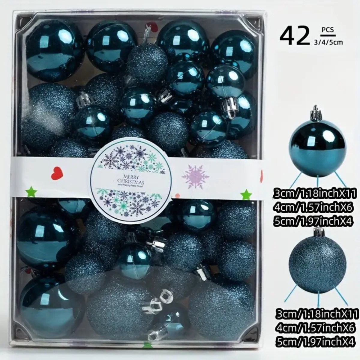 Livano Kerstballenset Nachtblauw - 42 stuks Plastic Kerstversiering