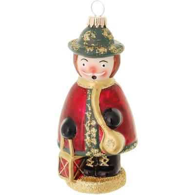 Christbaumschmuck KREBS GLAS LAUSCHA "Räuchermännchen", rot, B:5cm H:12cm T:5cm Ø:12cm, Glas, Weihnachtsbaumschmuck, Glas, 1 Stück