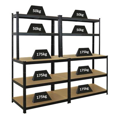 PROREGAL Mega Deal 2x Profi Werkbank GIANT BEAST HxBxT 180x100x60cm Fachlast 175kg Schwarz, Werkbankregal, SArbeitstisch