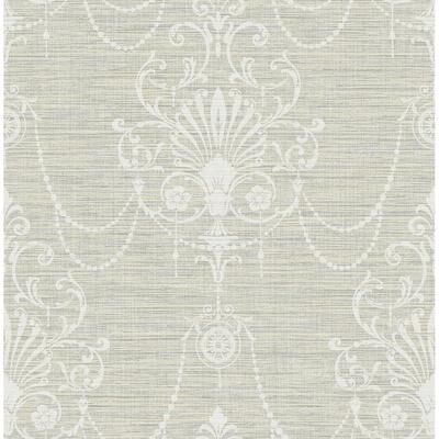 Seabrook Designs Roksolana Chandelier Damask Unpasted Wallpaper