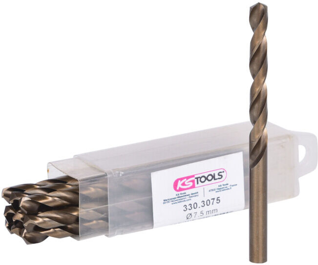 Forets HSS-Co au cobalt, 7,5mm, 109mm ; KS Tools (330.3075)