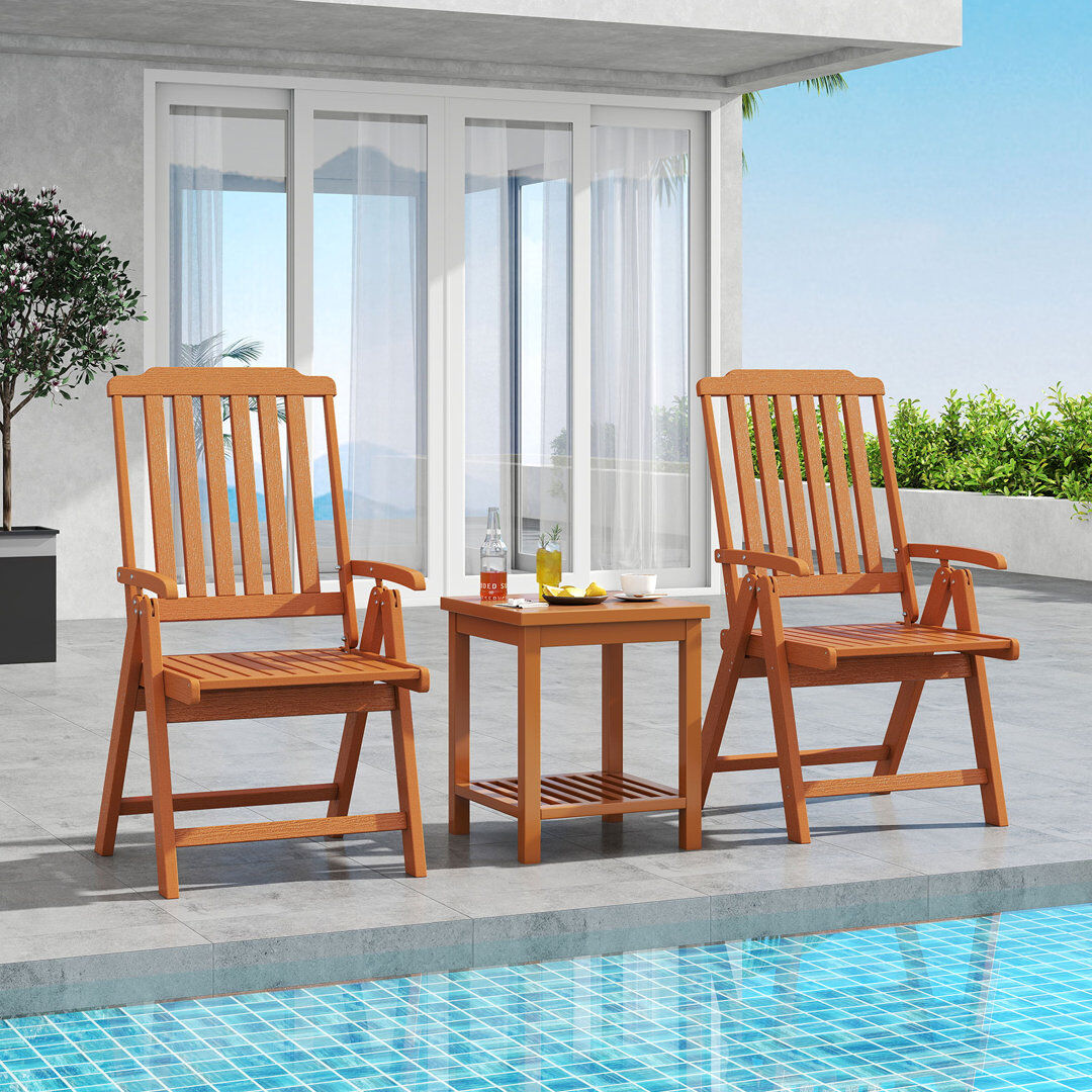 Highland Dunes Foldable Outdoor Patio Dining Armchair Brown 101cm H X 55cm W X 63cm D