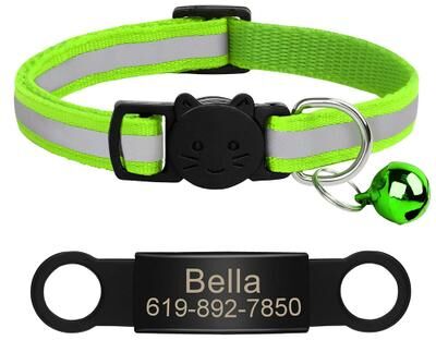 Uplift Treasures Personalized Reflective Cat Collar With Engraved ID Tag 19