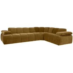 Ecksofa Mojo aus Flachcord, modern und flexibel, honiggelb, verstellbare Armlehnen