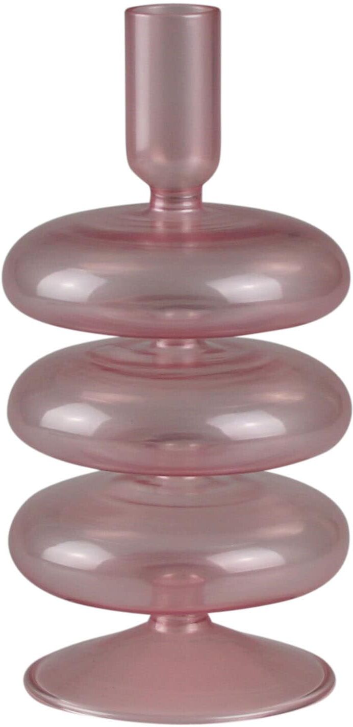 Kerzenständer AM DESIGN "aus roséfarbenem Glas", rosa (rosé), B:10cm H:20cm, Glas, Kerzenhalter, Kerzenständer, stilvolle Ergänzung für romantische Dekorationen rosé B/H/T: 10cm x 20cm