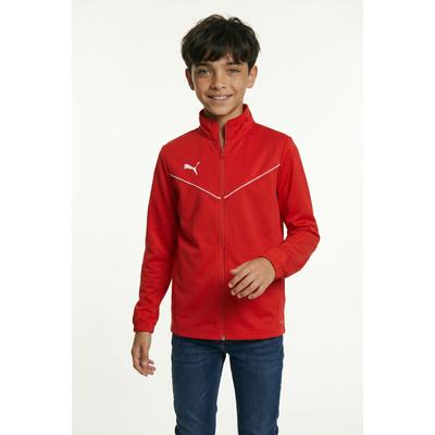 Trainingsjacke PUMA "TEAMRISE TRAINING POLY JACKET JR", Kinder, Gr. 152, rot (puma rot, puma weiß), Piqué, Obermaterial: 100% Polyester, unifarben, regular fit normal, Jacken Trainingsjacke, für Jugendliche, mit Reißverschluss, DryCELL Technologie