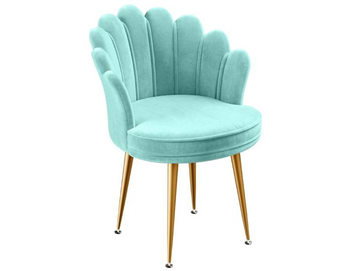 FLASIDU Chaise Coiffeuse Velours Design Coquillage Fauteuil de Chambre avec Pieds Dorés Fauteuil de salon Élégant et Confortable