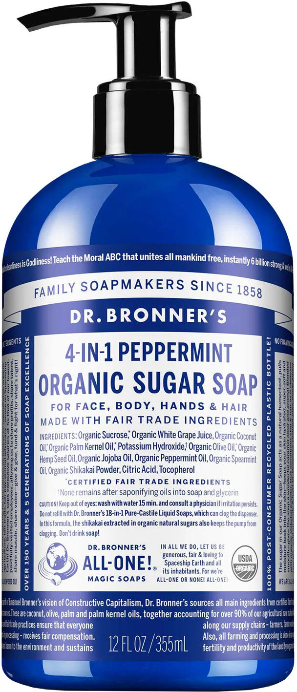 DR. BRONNERS Peppermint Organic Sugar Soap 355ml