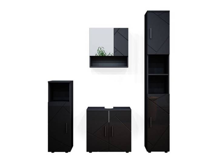 Meubles bain Irma 4 pièces Anthracite Haute brillance Vicco 36806