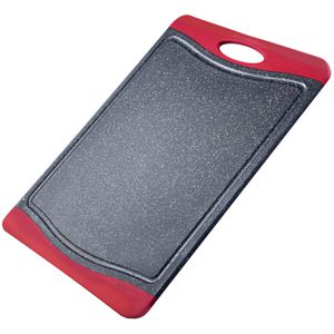 Westmark Schneidebrett 6216224G aus Kunststoff, 36,5 x 25 x 1,4 cm, grau / rot, mit Saftrille