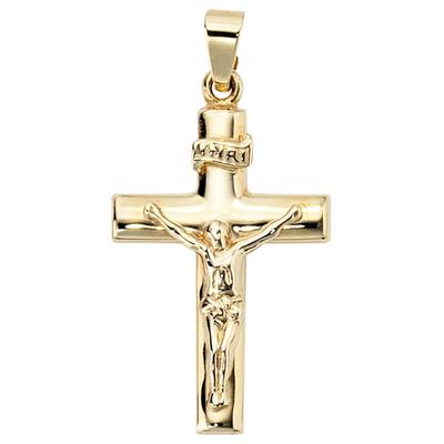 Kreuzanhänger JOBO "Anhänger Kreuz Kruzifix", gold (gelbgold 333), Schmuckanhänger, Damen, Gelbgold 333, 333 Gold
