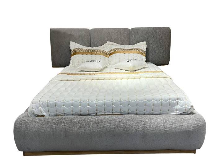 JVmoebel Polsterbett Graues Textilbett mit Holzgestell für stilvolles Schlafzimmer
