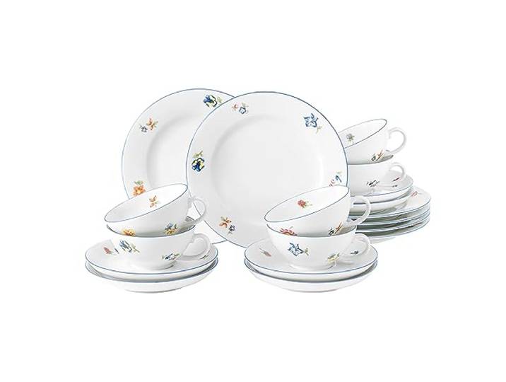 Seltmann 001.762548 Sonate Traditionell Porzellan Teeservice, Rund mit Relief, Mehrfarbig, 18-Teilig
