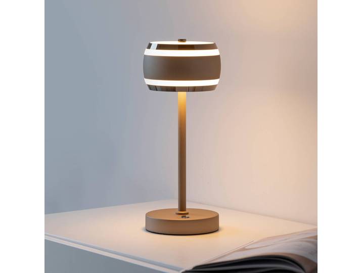 Tafellamp PURE Falling Rings, dimbaar, brons / oud-messing, Slaapkamer, Aluminium, Modern, Tafellamp