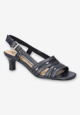 Women's Meghan Slingback Heeled Sandal by Easy Street in Navy (Size 11 XW)