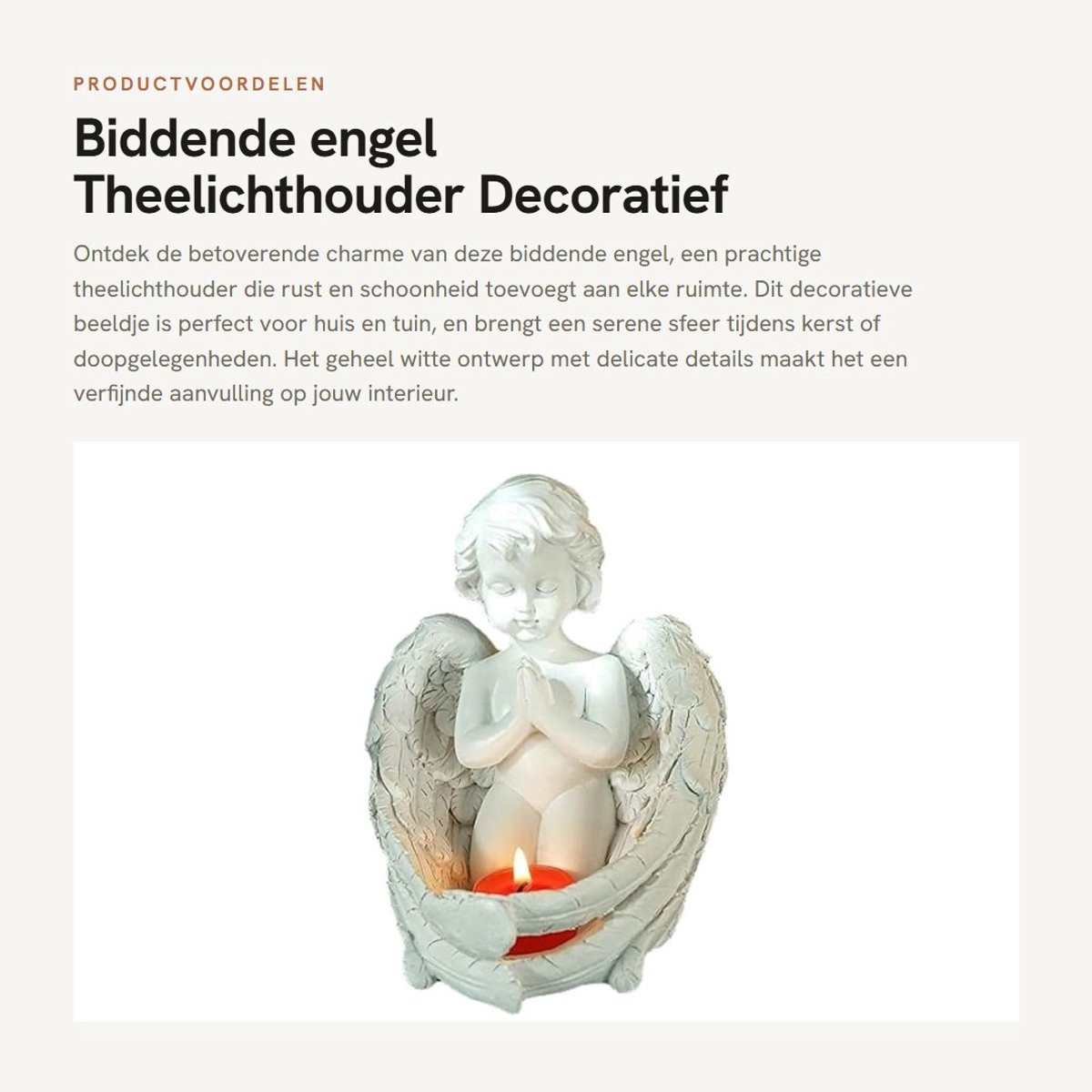 Dailygoody Biddende Engel Theelichthouder Decoratief Beeldje Wit