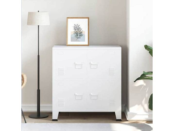 VIDAXL Meuble Entrée Blanc - Coffre de rangement - industriel Blanc 75x40x80 cm Acier C335