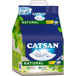Catsan Katzenstreu Natural, aus 100 % Pflanzenfasern, klumpend, geruchsbindend, mit natürlichem Duft, 20 Liter