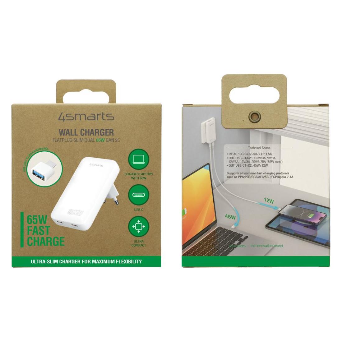 4smarts FlatPlug Slim Dual (65 W, 2 Ports) (542065)
