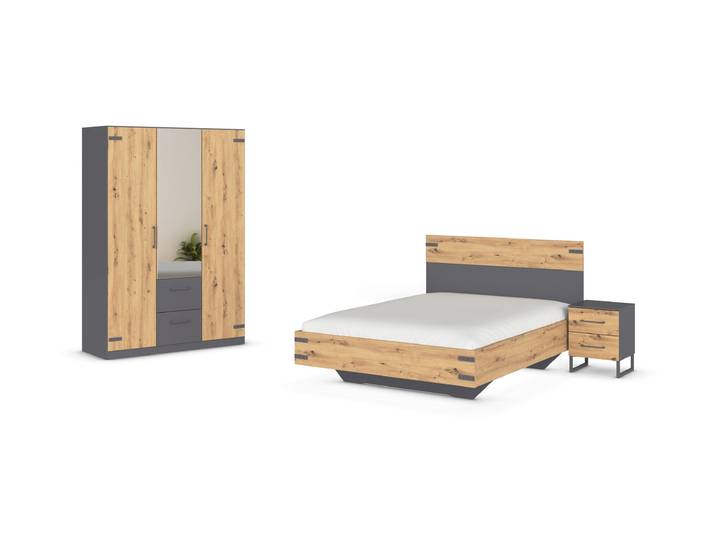 rauch Schlafzimmer-Set »Butte« - 136x54x197cm - grau -