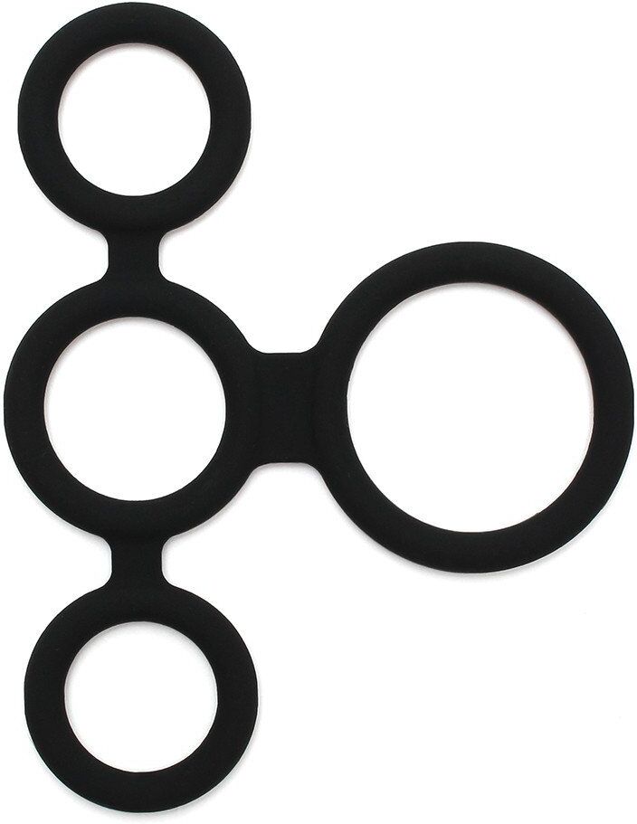 Rimba Quatro Cock Ring et Ball Splitter - Noir