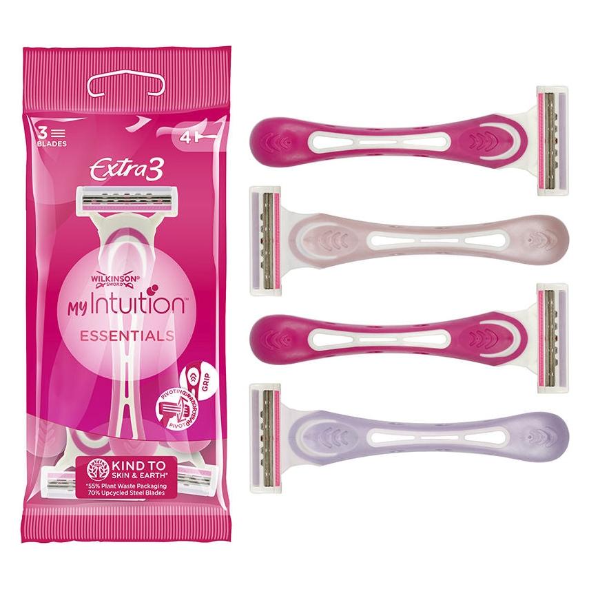 Wilkinson Extra 3 Essential Colour Mix Razors For Women 3Pcs. (730175)