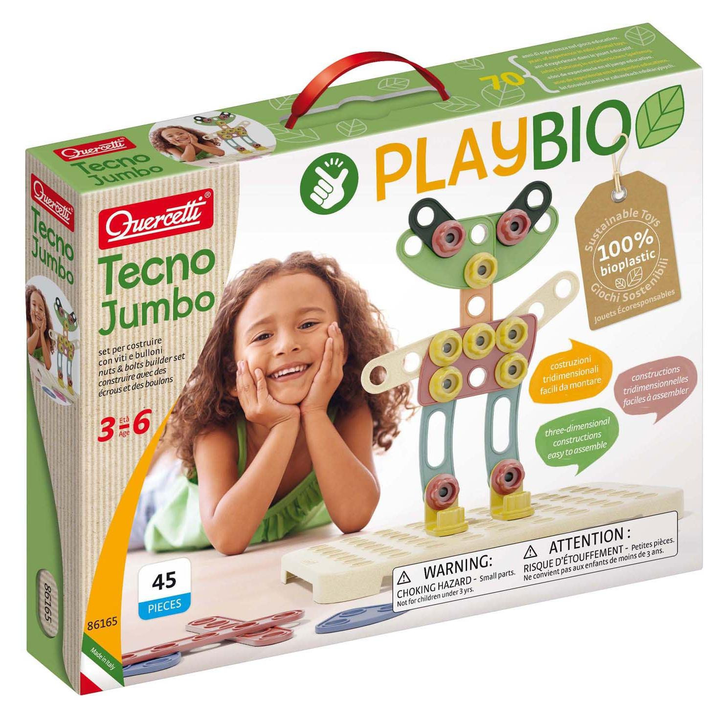 Quercetti Tecno Jumbo bouwdoos voor kinderen, 45-delig