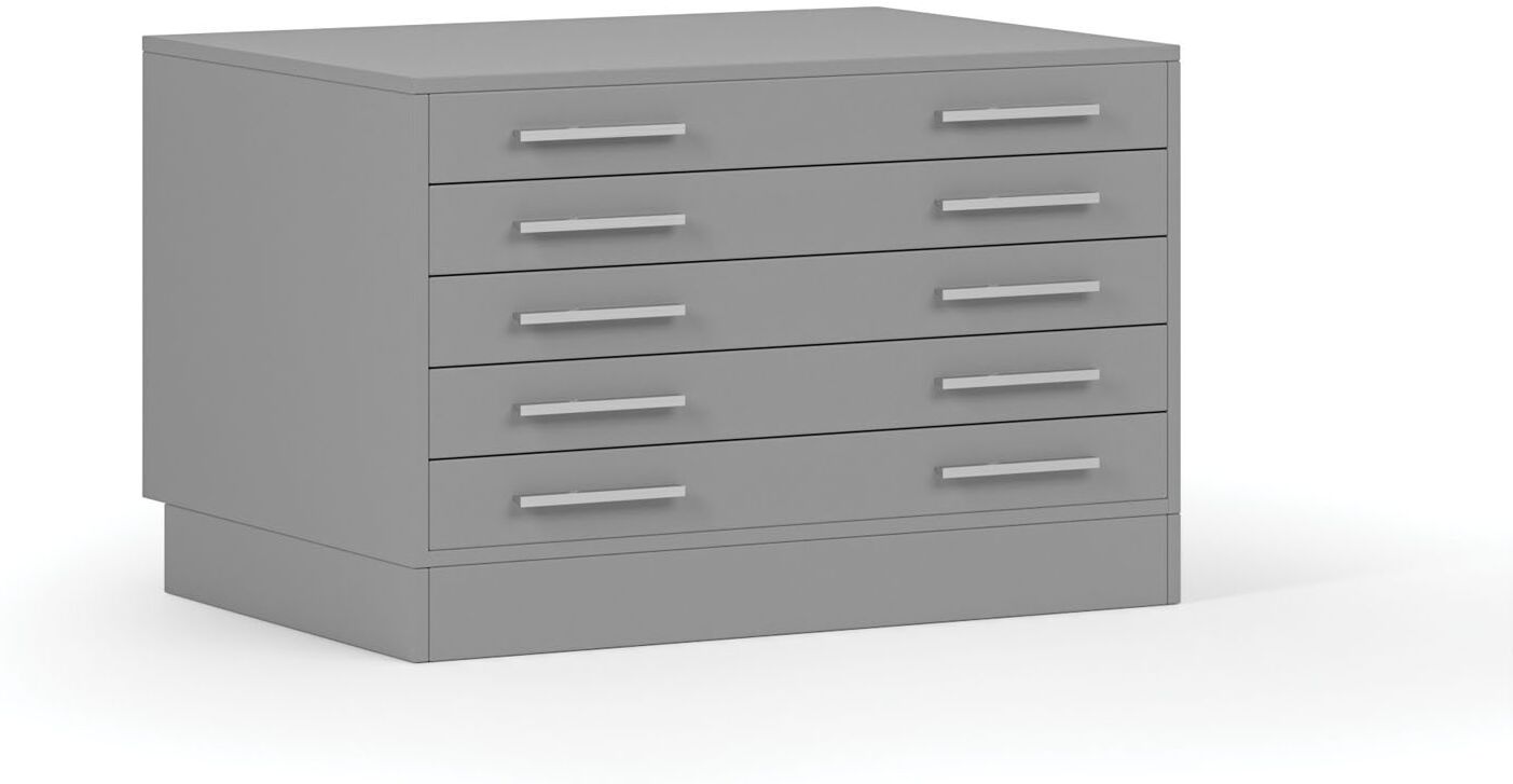 B2B Partner Zeichnungsschrank, 5 Schubladen, A1, Sockel, grau