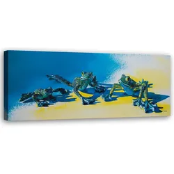 WANDBILD drei blaue frösche