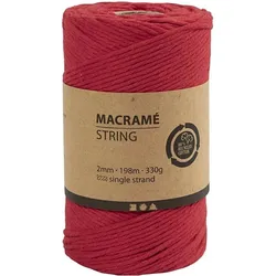 Creativ Company Baumwollgarn Macramé Kordel Rot, Garn + Wolle, Rot