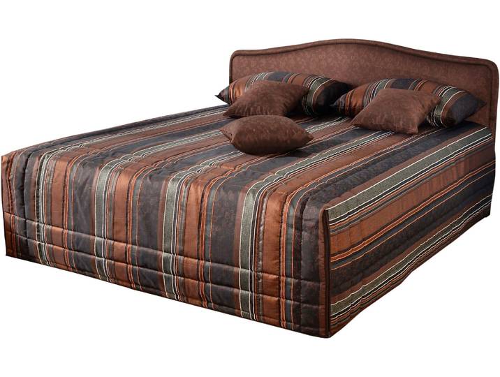 Polsterbett, Jacquard-Webstoff, Braun, 150×210 cm, Bonnell-Federkernmatratze & Stauraum, WESTFALIA