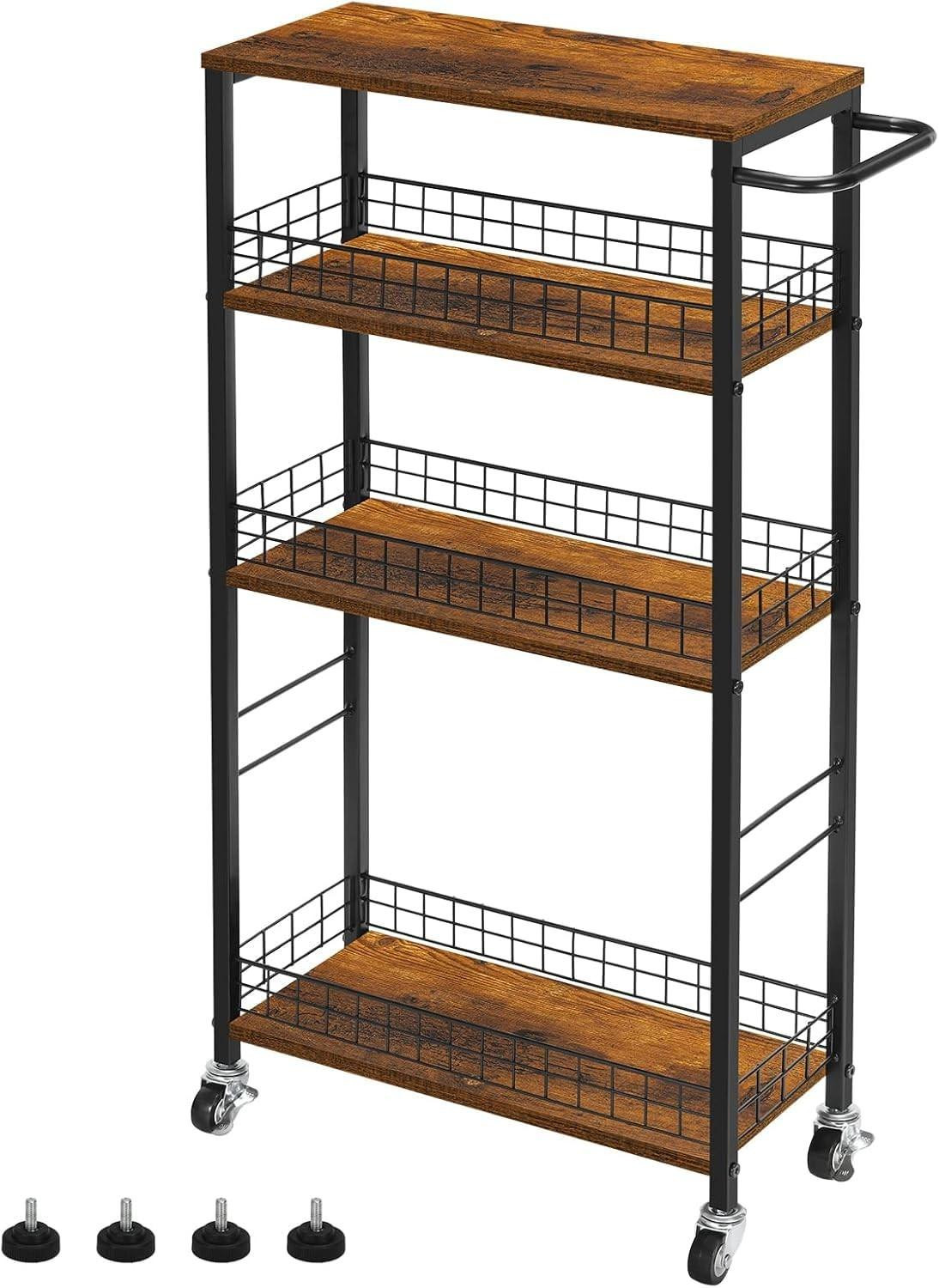 Smalle rollende opbergwagen met 4 niveaus