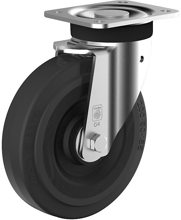 Elastik-Vollgummi-Rad auf Stahlfelge, Rad-Ø x Breite 160 x 50 mm, Lenkrolle Wicke