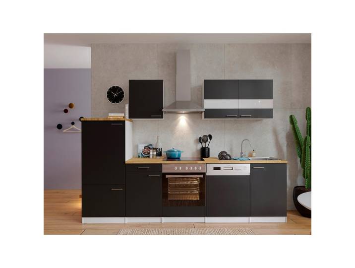 Respekta Küchenleerblock Küchenleerblock 280 cm, Schwarz, 1 Schublade(n) Schubladen, links montierbar, rechts montierbar, nur wie online abgebildet bestellbar, 280 cm, links aufbaubar, rechts aufbaubar, Küchen, Küchenzeilen & Küchenblöcke, Küchenzeilen ohne Geräte