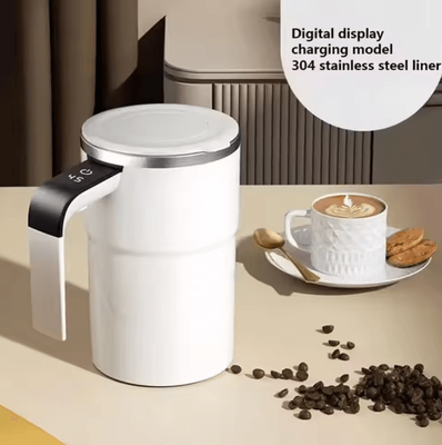 Uplift Curations SmartMix Self Stirring Coffee Mug Electric Mixing Cup With LED Temperature Display (380ML) white
