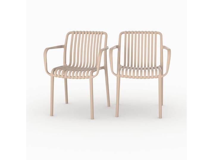 Lot de 2 chaises de jardin empilables en plastique beige - Ivy - Maison Pavane