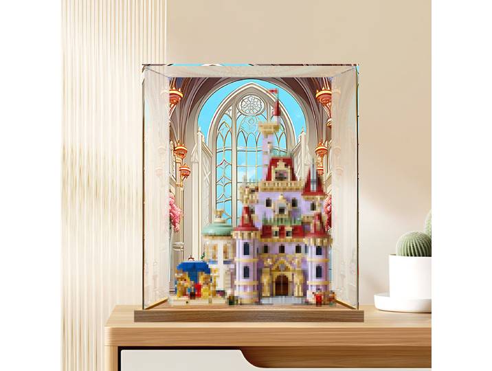 Boîte de rangement en acrylique adaptée à l'affichage du modèle de château de la Belle et de la Bête Lego 43263, affichage transparent anti-poussière