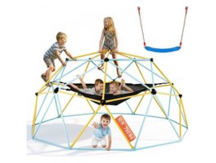 VEVOR Kletterkuppel 3,04 m geometrisches Klettergerüst mit Hängematte & Schaukel, für Kinder von 3 bis 10 Jahren, Klettergerüst 340 kg Tragfähigkeit, mit Klettergriff, Spielgerät für den Garten