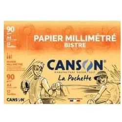 Canson, Heft + Block, Millimeterpapier, DIN A4, 90 g/qm, Farbe: blau (A4)