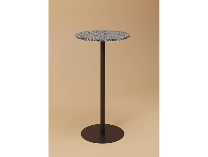 Table haute Mange debout ronde Trinquet diamètre 60 - Intérieur -Extérieur - Plateau St-Jacques noir - Pied noir