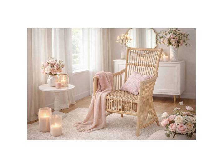Mid.you Sessel, Beige, Holz, Rattan, massiv, Uni, 62x55x96 cm, inklusive Armlehnen, Wohnzimmer, Sessel, Sonstige Sessel