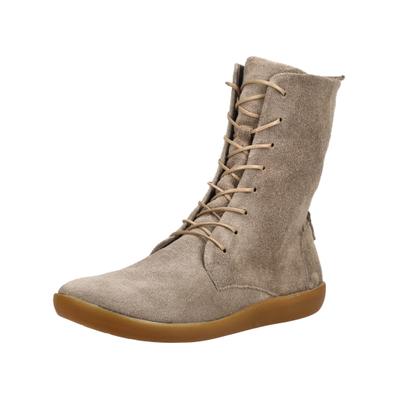 Schnürstiefelette THINK "Think Stiefelette Veloursleder", Damen, Gr. 37,5, Schurwolle, beige (beige, grau), Veloursleder, Schuhe Schnürstiefelette