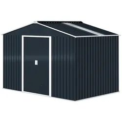 Helloshop26 - Moderner externer Geräteschuppen 277 x 195 x 192 cm Doppelschiebetür optimale Belüftung aus dunkelgrauem Stahl