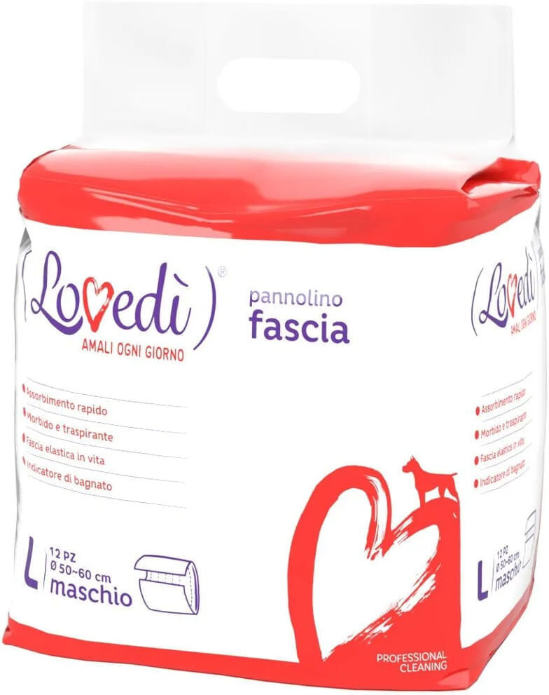 LOVEDI Kit Risparmio 60PZ Lovedì Pannolino a Fascia per Cani Maschi L
