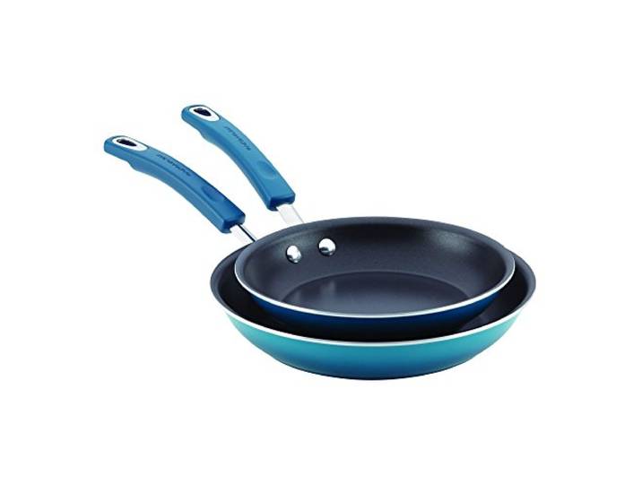 Rachael Ray Bratpfannen-Set, hartemailliert, Aluminium, antihaftbeschichtet, Marineblau, 23 cm und 28 cm