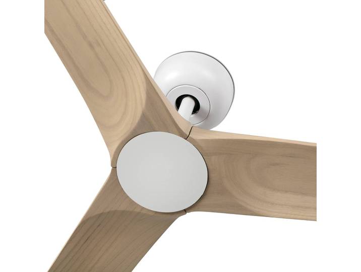 FARO BARCELONA Deckenventilator Heywood S, DC, weiß/Holz hell S, weiß / opal, für Wohn- / Esszimmer, Holz