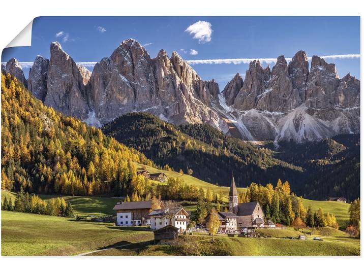 Poster ARTLAND Herbst in Südtirol , beige (farbe bild(er): naturfarben), B:90cm H:60cm, Bilder, Poster, ohne Rahmen