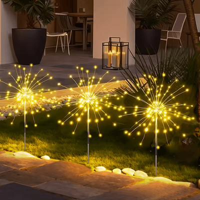 Inspire Curations Solar Firework Garden Lights Waterproof Outdoor Starburst Stake Lights warm 1pc